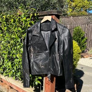 Blank NYC Black Leather Jacket with Studded Accents
